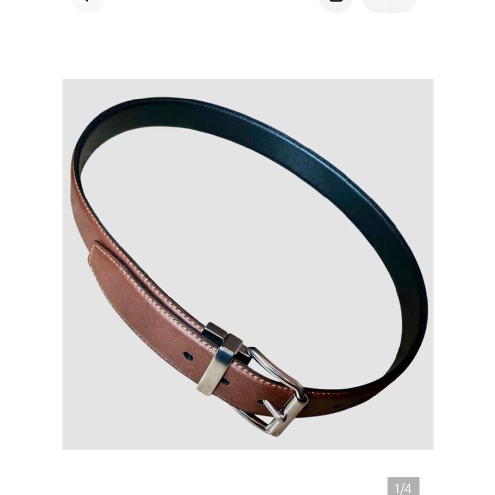 Vegan Leather Belt in Brown/Silver Men’s M